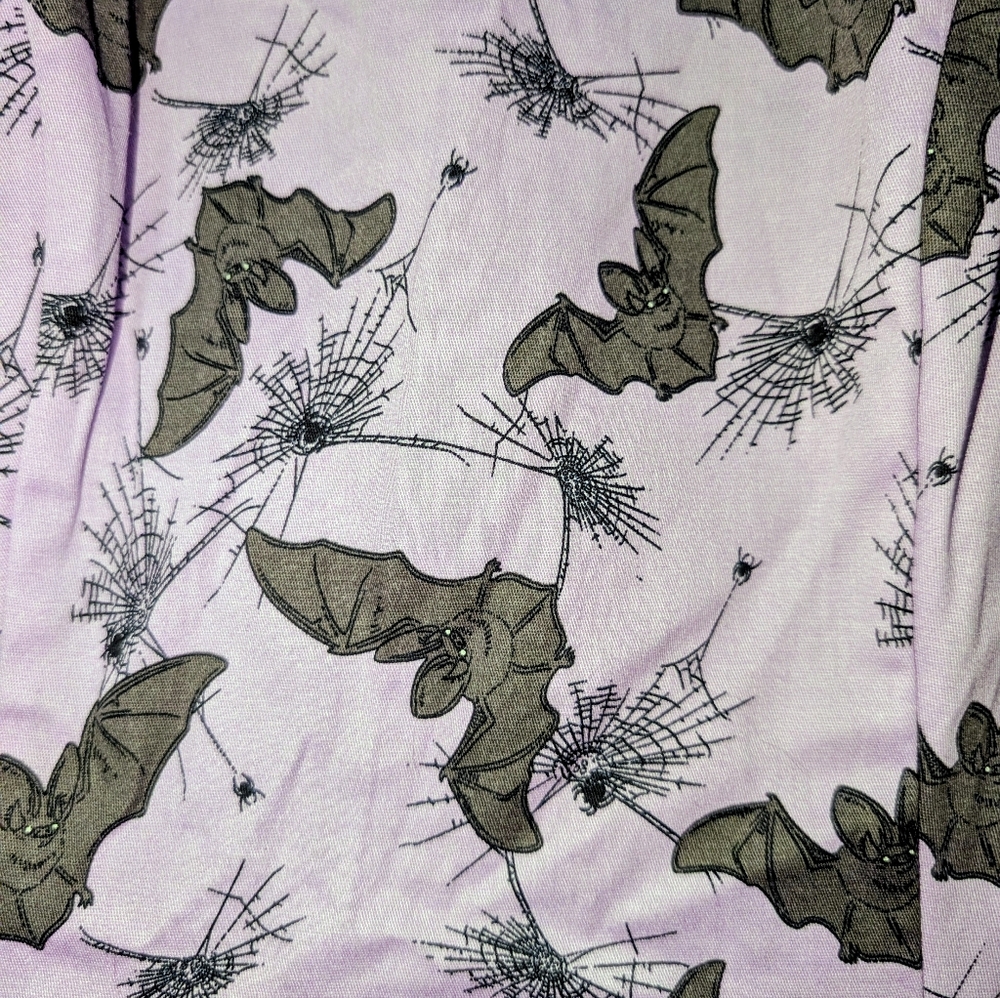 Purple and Black Bat Print Dress - Picture 2 of 4